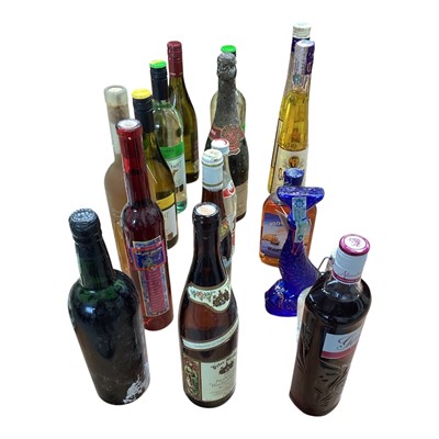 Lot 5074 - Group of wines and spirits to include Gordon's sloe gin, Yellow Tail pinot etc