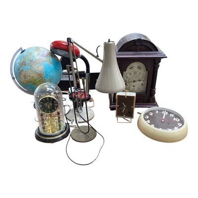 Lot 5217 - Group of clocks, lamps and a light up globe