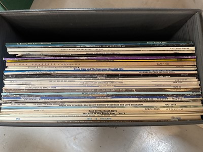 Lot 5214 - Two boxes of records, including Queen, Beach Boys, ABBA, etc, together with a box of CDs