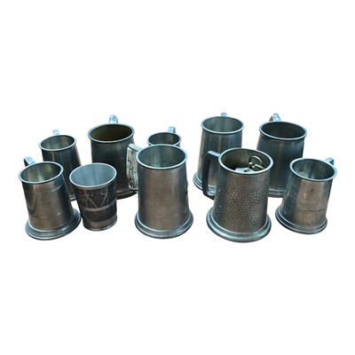 Lot 5229 - Group of pewter mugs