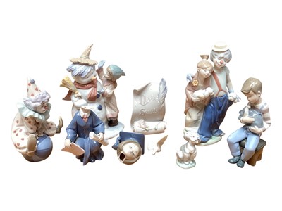Lot 2217 - Five Lladro and one Nao figures (two broken)