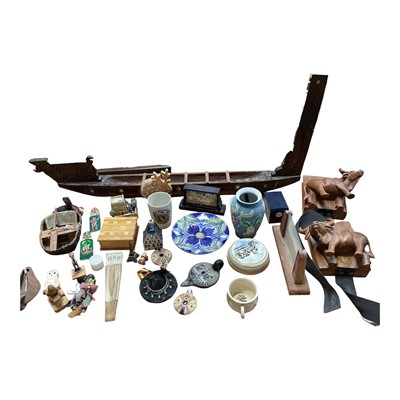 Lot 5230 - Group of sundry items to include carved book ends, camera etc
