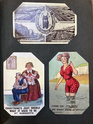 Lot 5085 - Postcards album housing postcards with place names, Epsom, Felixstowe, Cliftonville etc approx 46