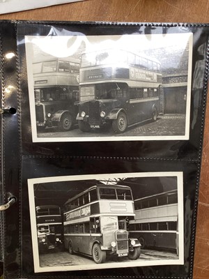Lot 5087 - Blue album of old bus photographs 1950s and later, approximately 80
