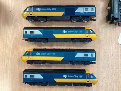 Lot 1763 - Two Hornby OO Gauge BR Intercity High Speed power cars & dummy power cars, plus three coaches (5)