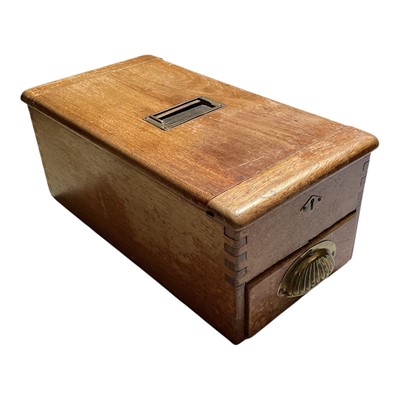 Lot 5092 - Vintage mahogany shop cash register money drawer with bell drawer