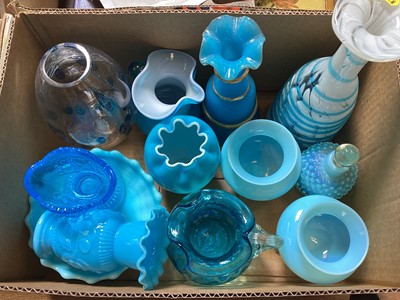 Lot 5094 - Box of coloured glass and paperweights