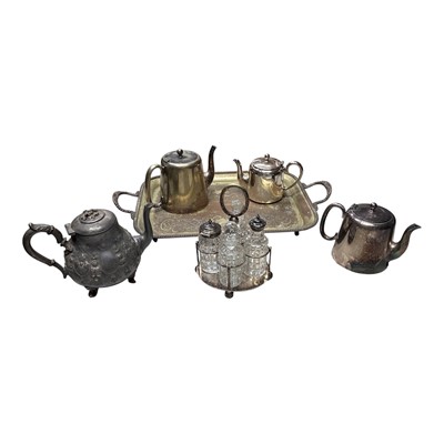 Lot 5096 - Quantity of silver plated sugar baskets to include teaset, cutlery etc