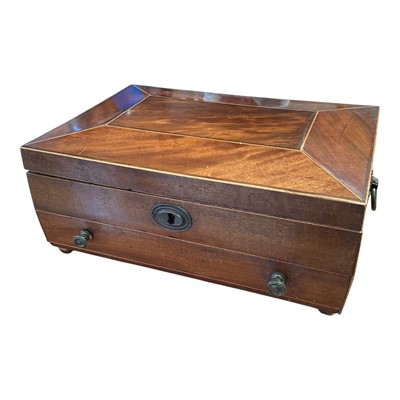Lot 5098 - Georgian mahogany cutlery box with brass fittings, 38cm wide x 28cm deep x 16cm tall