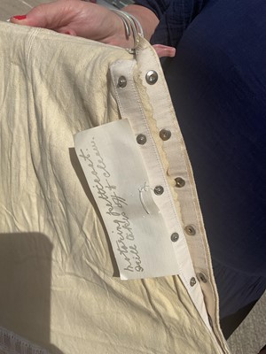 Lot 2507 - Dunhill Edwardian lady's motoring veil in brown silk with brown silk chiffon face covering also Edwardian lady's motoring petticoat with chamois leather and silk taffeta pin pleats, embroidered...