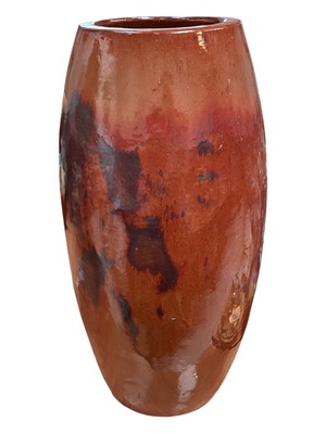 Lot 5119 - Large flambé glazed ceramic vase / stick stand, 62cm high