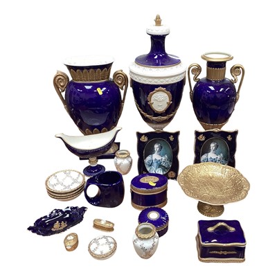 Lot 5130 - Group of Italian Agostinelli ceramics, including large vases, photo frames, trinket boxes, etc