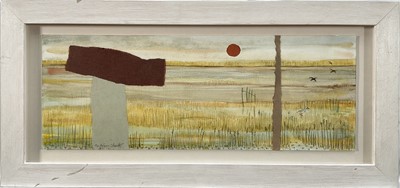 Lot 40 - Caroline McAdam Clark (b. 1947) mixed media, Reedbeds by Iken, signed, 14.5cm x 40cm, glazed frame