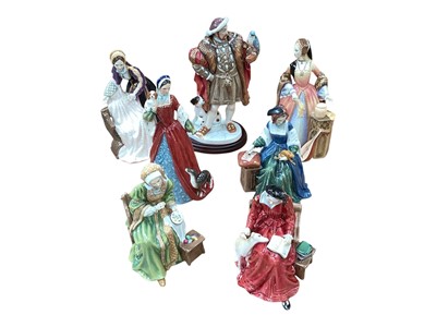 Lot 2273 - Royal Doulton figures of Henry VIII and his six wives, with certificates of authenticity