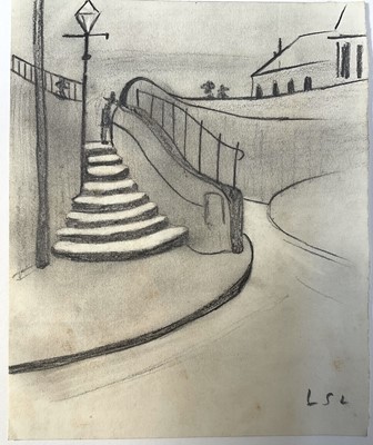 Lot 79 - After L. S. Lowry, pencil drawing, bearing initials, 18cm x 15cm, unframed