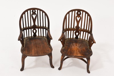 Lot 837 - A pair of Victorian of miniature spindle back open armchairs