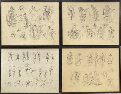 Lot 76 - Costume designs, set of four prints of Shakespeare characters and dancers, all with pencil monogram, 36cm x 47cm, glazed frames (4)