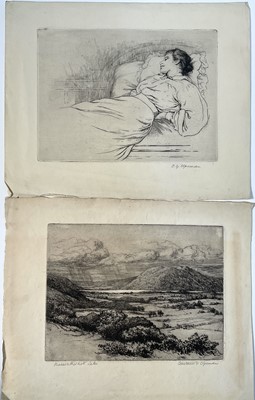 Lot 85 - Constance Gertrude Copeman (1864-1953) pair pencil signed etchings, Bassenthwaite Lake, Lake District and Sleeping woman, 15cm x 20cm, unframed