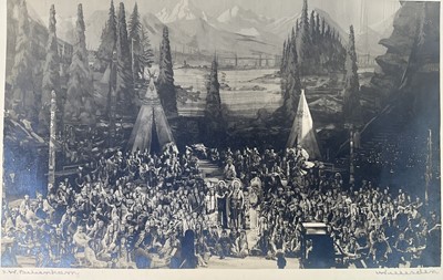 Lot 87 - Theatre interest; John Worley Debenham (1876-1958) original photograph, Native American characters on stage, Willesden, 20cm x 32.5cm, unframed