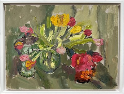 Lot 163 - Annelise Firth (b. 1961) oil on linen board, Still life, signed and dated 2025, 30cm x 40cm, framed