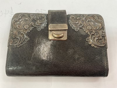 Lot 6 - Vintage Czechoslovakian paste set chatelaine mesh purse and an Edwardian silver mounted leather purse (2)