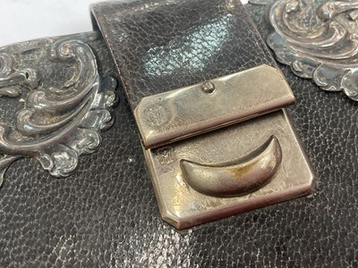 Lot 6 - Vintage Czechoslovakian paste set chatelaine mesh purse and an Edwardian silver mounted leather purse (2)