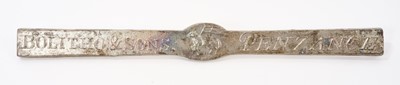 Lot 833 - Rare Cornish tin ingot, for Bolitho & Sons, Penzance