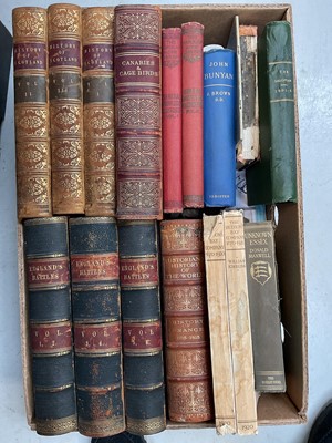 Lot 5241 - Thomas Wright, History of Scotland (3 vols); Blakston, Swaysland & Wiener, Illustrated Book of Canaries & Game Birds; other volumes (1 box)