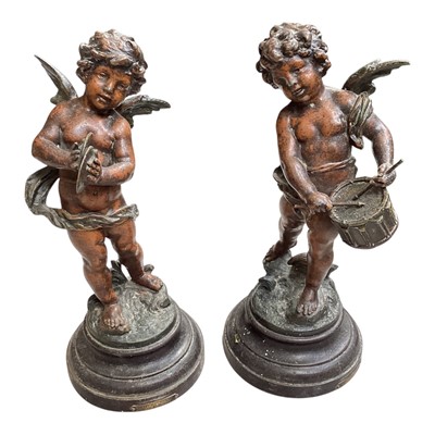 Lot 5161 - Pair of bronzed Cherubs, 35cm tall