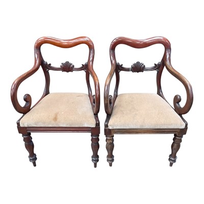 Lot 1428 - Pair of 19th Century mahogany elbow chairs