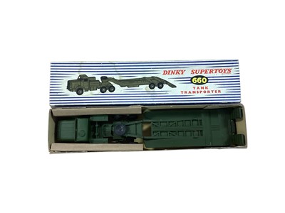 Lot 1860 - Dinky tank transporter and jeep, boxed