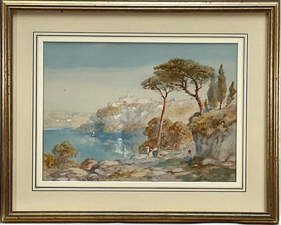 Lot 93 - Attributed to Andrea Vasari (1873-1961) watercolour, Mediterranean scene, bearing signature, 25cm x 36cm, mounted in glazed gilt frame