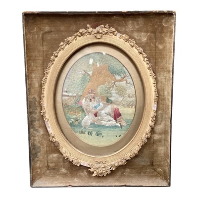 Lot 894 - George III silk embroidered panel