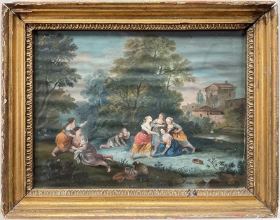 Lot 1134 - European School, 18th century, watercolour - A Merry Game, 31cm x 41cm, in glazed gilt frame