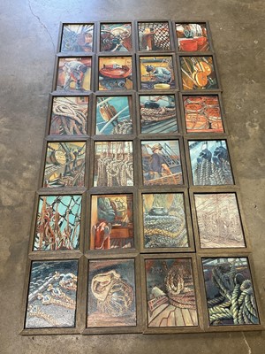 Lot 1117 - Suite of 24 original oils on a boatyard theme by Nafisa