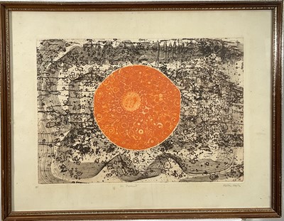 Lot 2 - Walter Hoyle (1922-2000) three etchings, artists proofs, Sun Movement, Planets and The Beginning, all signed, glazed frames