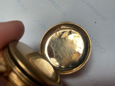 Lot 23 - 18ct gold cased fob watch, together with an 18ct gold cased Ardan ladies wristwatch on leather strap (2)