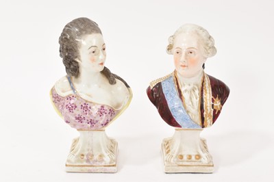 Lot 39 - Pair of late 19th century porcelain busts of Louis XVI and Marie Antoinne, possibly Samson