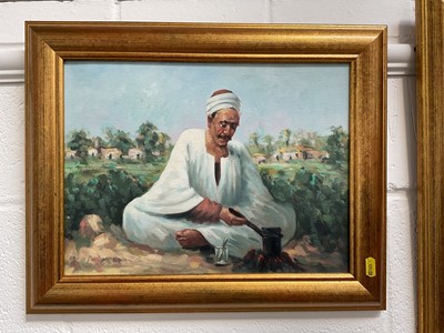 Lot 5233 - Group of four oil paintings of Arabs