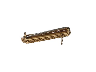 Lot 121 - Edwardian yellow metal seed pearl and rose cut diamond bar brooch, 40mm
