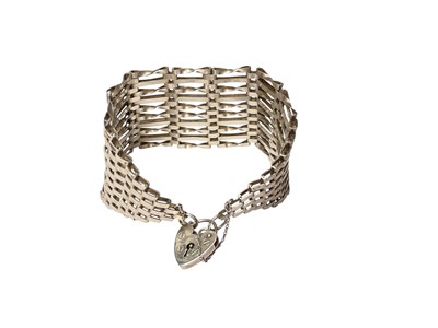 Lot 123 - 1970s silver gate bracelet with padlock clasp