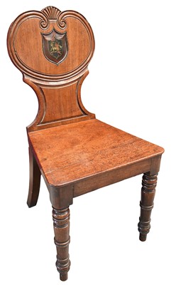 Lot 1419 - Regency mahogany armorial hall chair