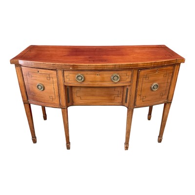 Lot 1424 - Early 19th century inlaid mahogany and ebony line inlaid bowfront sideboard