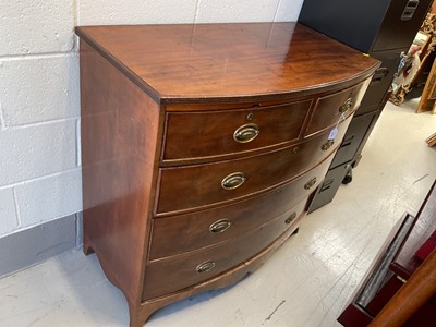Lot 5399 - George III mahogany bow front chest of two short and three long drawers