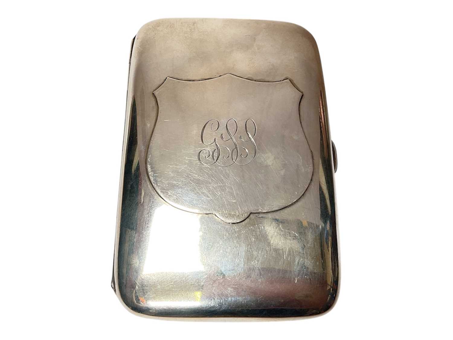 Lot 126 - Victorian silver cigarette case with enrgaved initials (Birmingham 1893), 13cm x 8.5cm