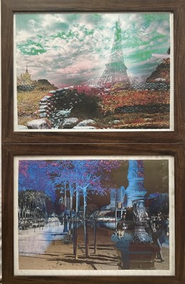 Lot 106 - Rosie Childs - pair of photo montages, Paris and London,27cm x 37cm, in glazed frames. (2)
