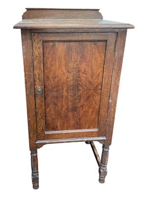 Lot 5343 - Edwardian oak bedside cabinet with single shelf, 79cm high x 36cm deep x 39cm high