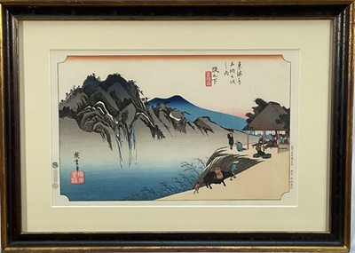 Lot 4 - After Hiroshige - print, The Peak of Fudesure Mountain from Sakanoshita