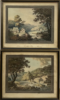 Lot 126 - Two late 18th/early 19th century aquatints - views of Yorkshire, one with watermill and river in a vale, the other near Helmsley, 27cm x 33.5cm, in glazed frames