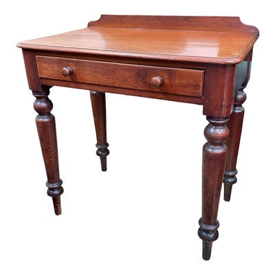 Lot 5347 - Victorian mahogany side table with single drawer, gallery back and tapered baluster legs, 74.5cm wide x 48cm deep x 78.5cm high